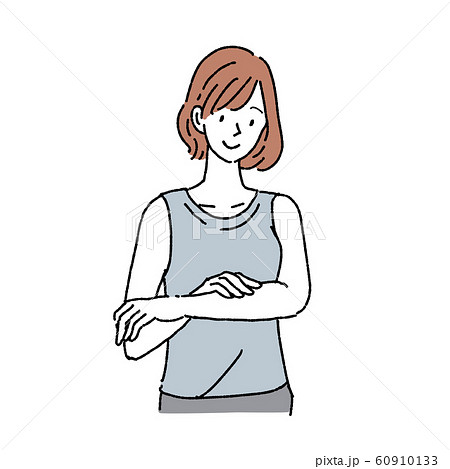 ボディケアをする女性　上半身　笑顔 60910133