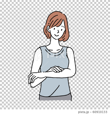 ボディケアをする女性　上半身　笑顔 60910133