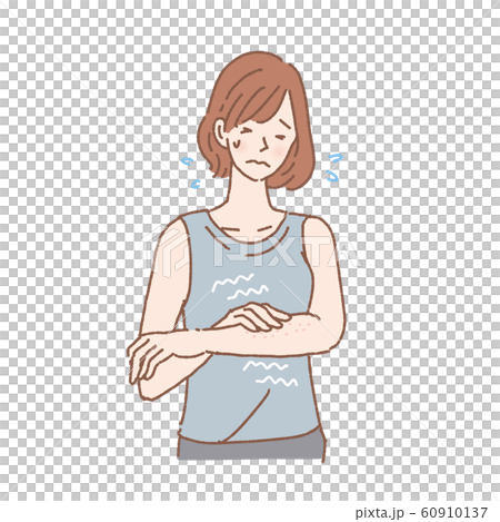 乾燥肌　アトピー　肌がかゆい女性　上半身 60910137