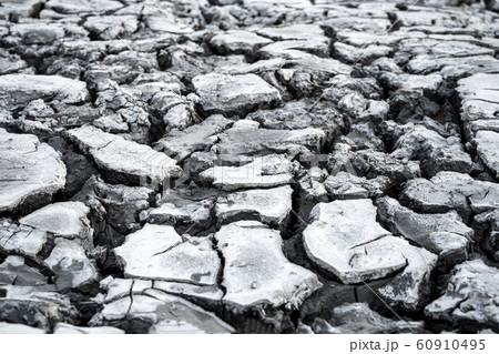 Arid land, lack of water will cause cracked soil, Arid land, lack of water will cause cracked soil, 60910495