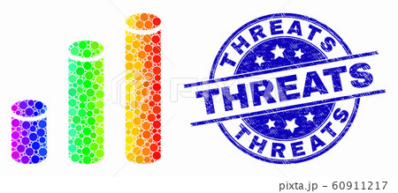 Vector Spectrum Dotted Cylinder Chart Icon and Distress Threats Stamp 60911217