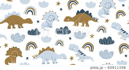 Scandinavian dino dinosaur seamless pattern Scandinavian dino dinosaur seamless pattern 60911398