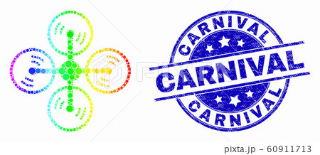 Vector Spectrum Pixel Air Copter Icon and Scratched Carnival Seal Vector Spectrum Pixel Air Copter Icon and Scratched Carnival Seal 60911713