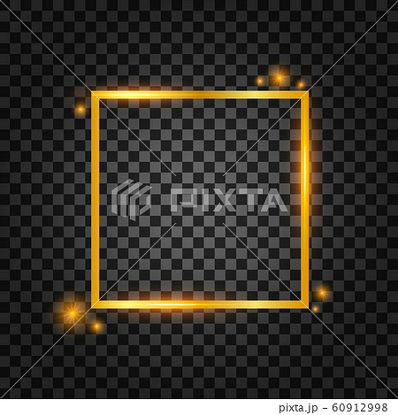 Vector golden frame with lights effects. Rectangle 60912998