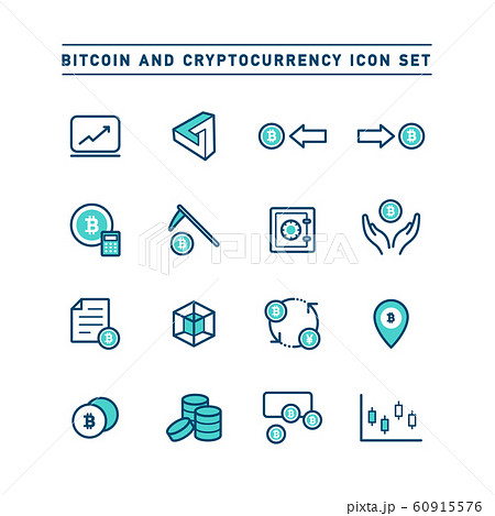 BITCOIN AND CRYPTOCURRENCY ICON SET 60915576