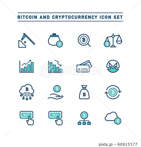 BITCOIN AND CRYPTOCURRENCY ICON SET 60915577