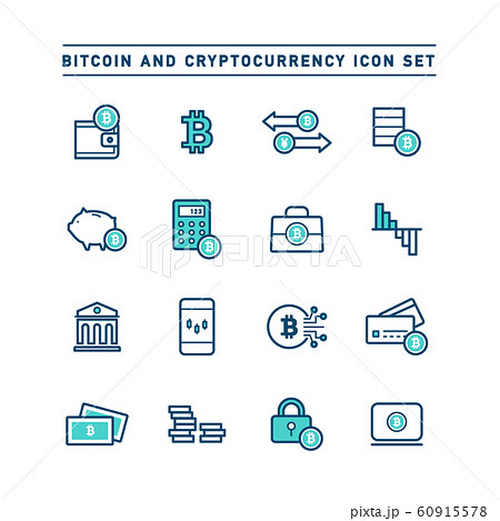 BITCOIN AND CRYPTOCURRENCY ICON SET 60915578