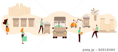 Vector People Robot Sorting Waste Recycling Eco Vector People Robot Sorting Waste Recycling Eco 60918484