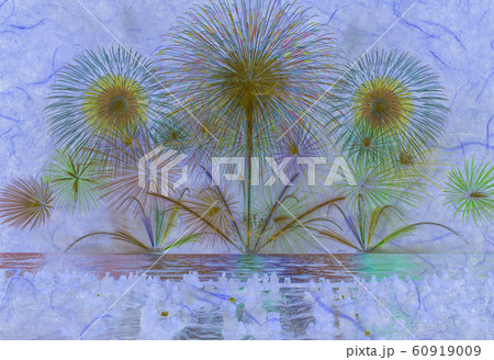 【花火】和紙に印刷された花火のイメージ 60919009