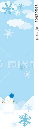 可愛い雪だるまと冬の風景160x600バナーサイズのイラスト素材