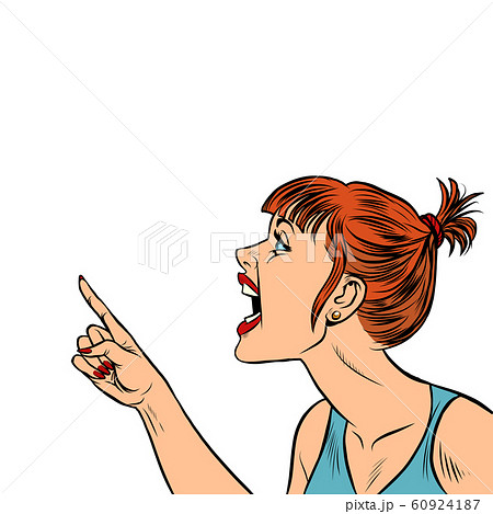 Angry woman threatens finger 60924187