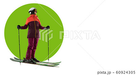 Sportswoman training on white background, flyer for your ad 60924305