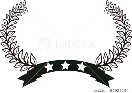 ローレル 幅広 横長 表彰式 タイトルリボン 三ツ星 フレーム 順位 イラストのイラスト素材