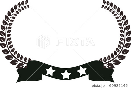 ローレル 幅広 横長 表彰式 タイトルリボン 三ツ星 フレーム 順位 イラストのイラスト素材