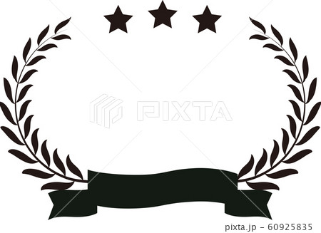 ローレル 幅広 横長 表彰式 タイトルリボン 三ツ星 フレーム 順位 イラストのイラスト素材