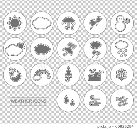 天気 アイコン セット 丸枠2のイラスト素材
