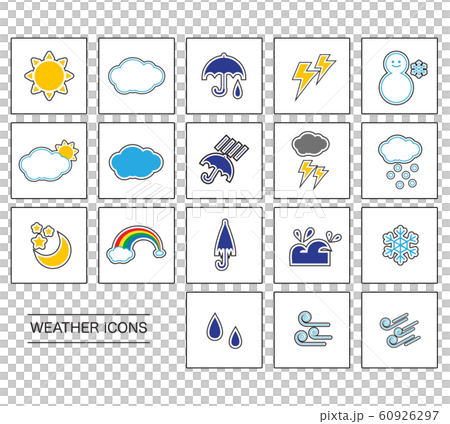 天気 アイコン セット 四角枠のイラスト素材