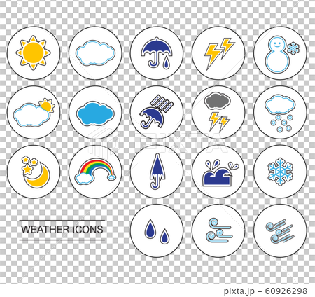 天気 アイコン セット 丸枠のイラスト素材
