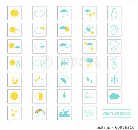 天気 アイコン セット 四角3 天気 アイコン セット 四角3 60926310