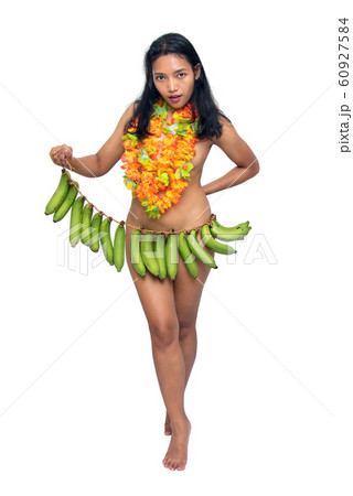 The ethnic woman in banana skirt, isolated on The ethnic woman in banana skirt, isolated on 60927584