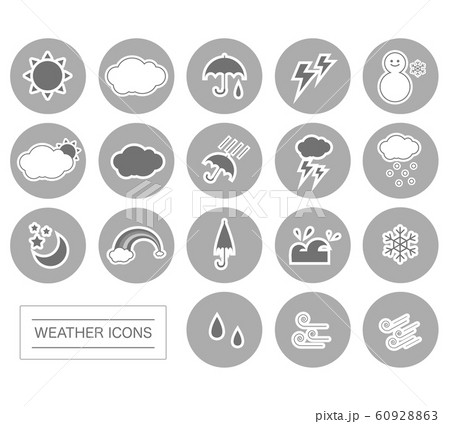 天気 アイコン セット 丸枠3のイラスト素材