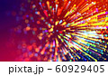 Abstract explosion of multicolored shiny particles like sparkles with light rays like laser show. 3d abstract background with light rays colorful glowing particles, depth of field, bokeh. 60929405