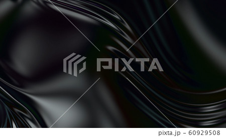 3D render beautiful folds of black silk in full screen, like a beautiful clean fabric background. Simple soft background with smooth folds like waves on a liquid surface. 114 60929508