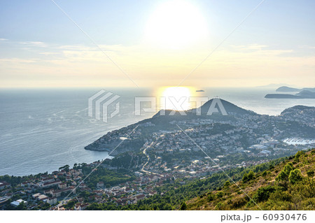 Croatia. Dalmatia. View of Dubrovnik coast and Adriatic sea from the mountain Croatia. Dalmatia. View of Dubrovnik coast and Adriatic sea from the mountain 60930476