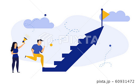 Success People Step Up On Arrow Vector Promotionのイラスト素材