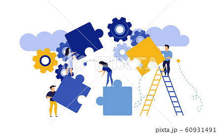 Puzzle together vector concept business jigsaw 60931491