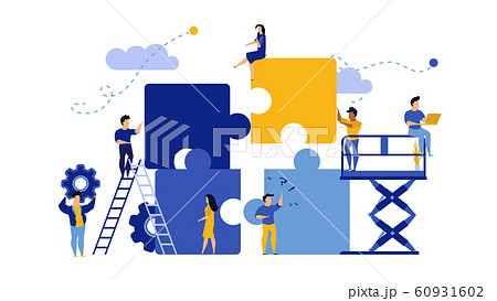 Business team work building puzzle concept vector Business team work building puzzle concept vector 60931602