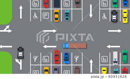Parking Zone Car Top View Aerial Constructionのイラスト素材