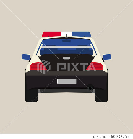 Police car back view vector flat icon. Vehicle cop Police car back view vector flat icon. Vehicle cop 60932255