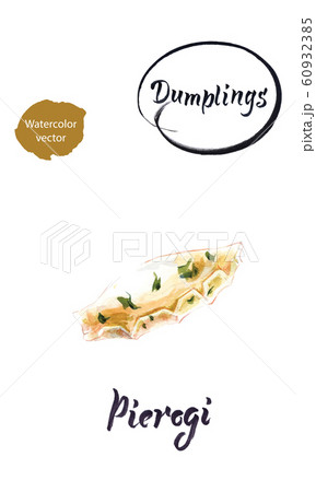 Polish dumpling Pierogi watercolor vector illustration 60932385