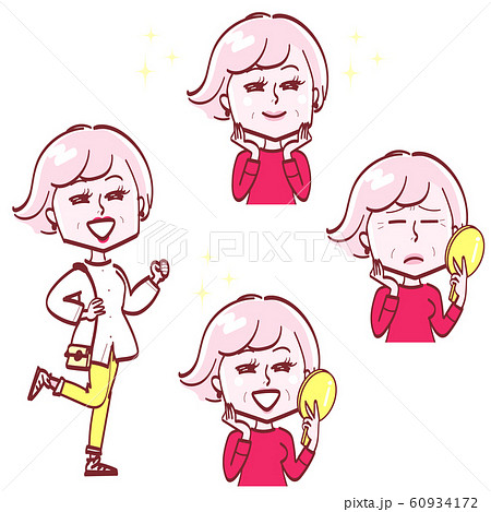 手鏡をもつおばあちゃん セット 手鏡をもつおばあちゃん セット 60934172