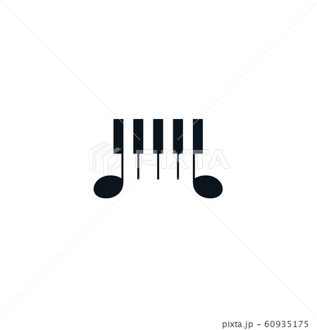 Abstract piano keyboard icon with music notes 60935175