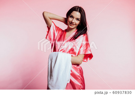 nice girl in Pink Lingerie with robe 60937830