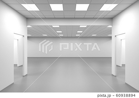 Wide open space hall, an empty symmetrical office 60938894