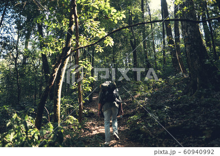 Trekking in the backpacker region in Asia, the air 60940992