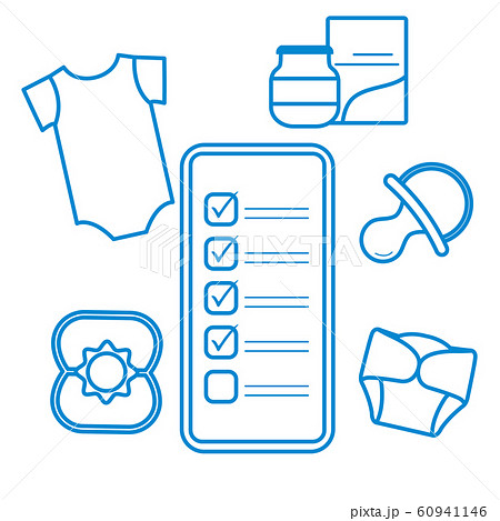 Smartphone with checklist newborn baby accessories 60941146