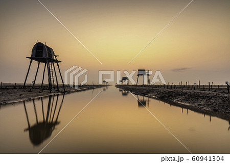 Morning in the Dong Chau Beach, Tien hai district, Thai Binh province, This is one of largest Clam farm of Vietnam for domestic market and export Viet Nam Morning in the Dong Chau Beach, Tien hai district, Thai Binh province, This is one of largest Clam farm of Vietnam for domestic market and export Viet Nam 60941304