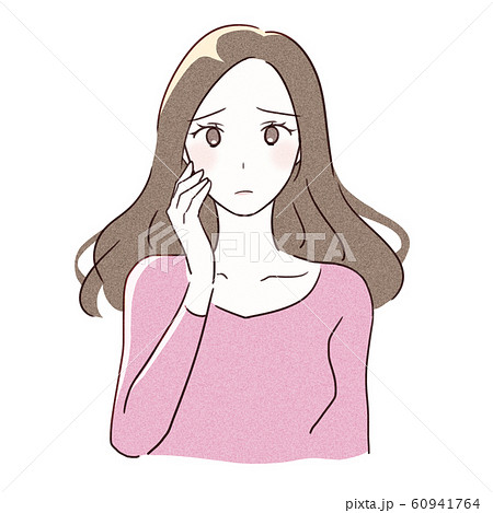 悩む女性のイラスト素材