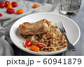 Roasted rabbit with buckwheat porridge and 60941879