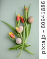 Easter background with eggs and tulips 60941886