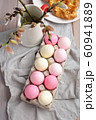 Easter eggs and bunch of pussy willow branches 60941889
