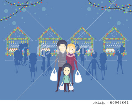 Family Christmas Market Illustration 60945341
