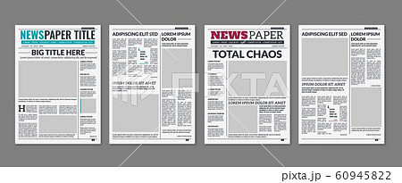 Newspaper column. Printed sheet of news paper with article text and headline publication design vector press templates 60945822