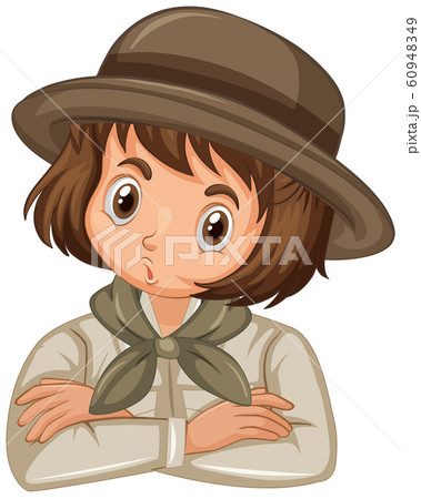 Girl in scout uniform on isolated background 60948349