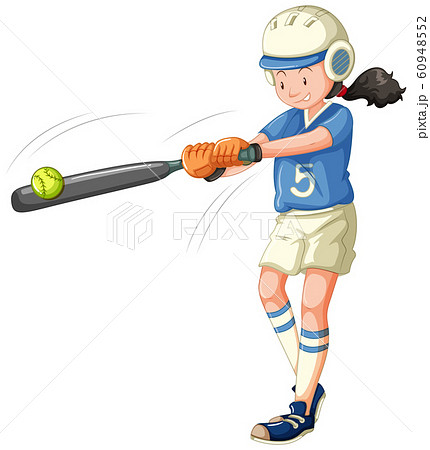 Girl about to hit baseball isolated 60948552