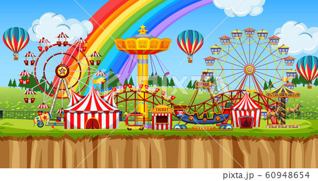 Background scene of funpark with many rides Background scene of funpark with many rides 60948654